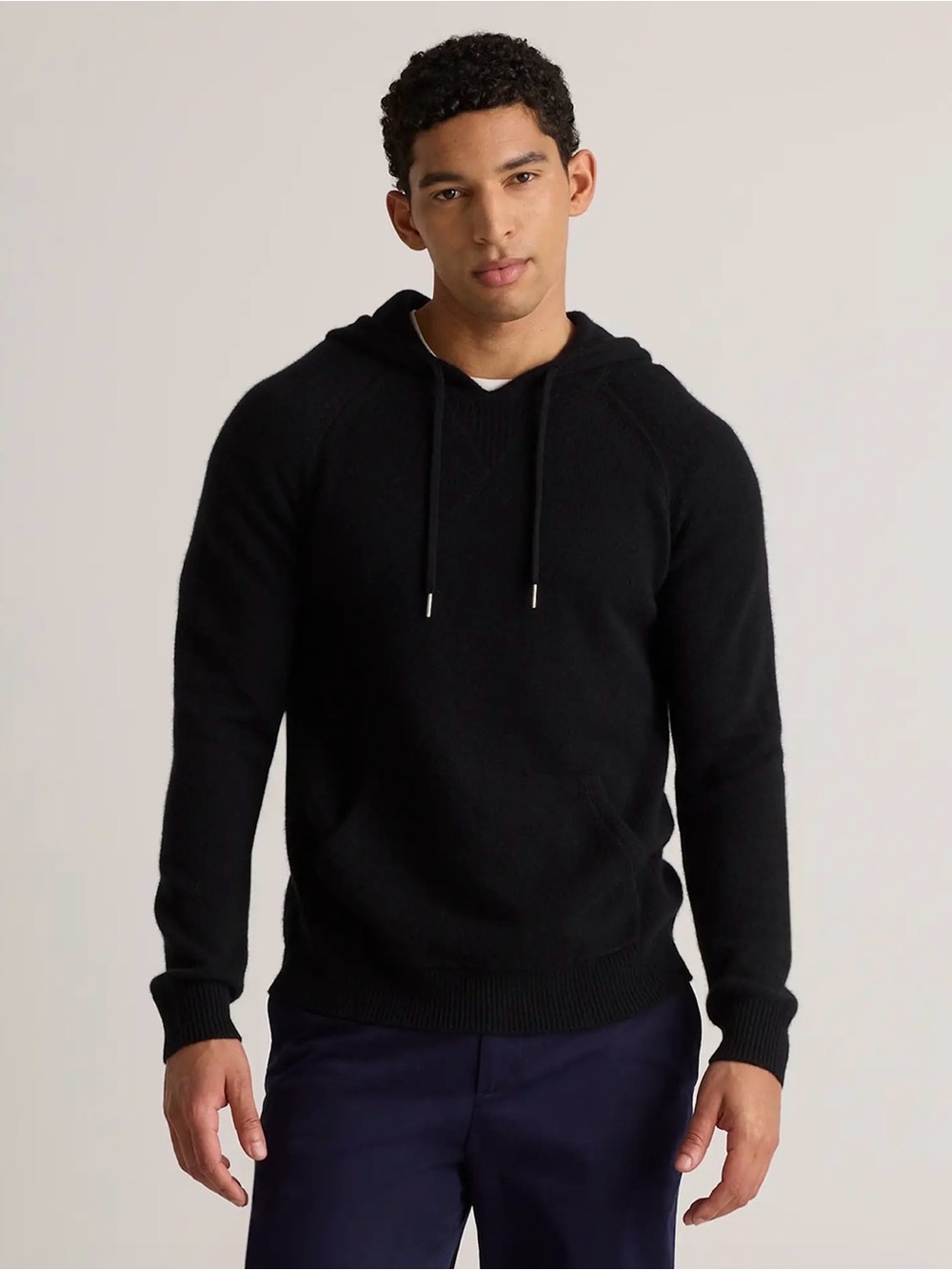 Quince Black Mongolian Cashmere Pullover Hoodie Mens Large L NEW